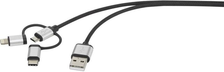 Produktbild Renkforce 3-in-1 Micro-USB/Lightning/USB-C Lade- & Sync-Kabel 1.5 m (1.50 m, USB 2.0, 2.50 W)