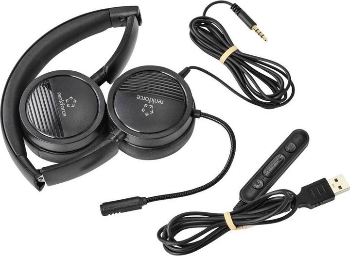 Image du produit Renkforce Micro-casque USB stéréo supra-aural noir (Filaire, USB-A)