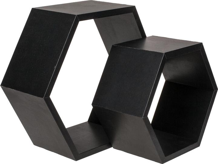 Image du produit Ootb Étagère murale noire, 6 faces, lot de 2 (23 x 20 x 9 cm)
