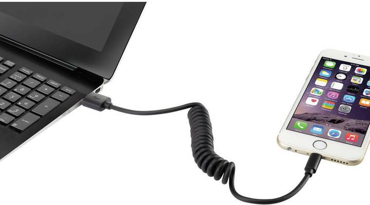Image du produit Renkforce Câble spiralé Lightning d'Apple pour iPod/iPad/iPhone d'Apple (0.95 m, USB 2.0, 2.50 W)