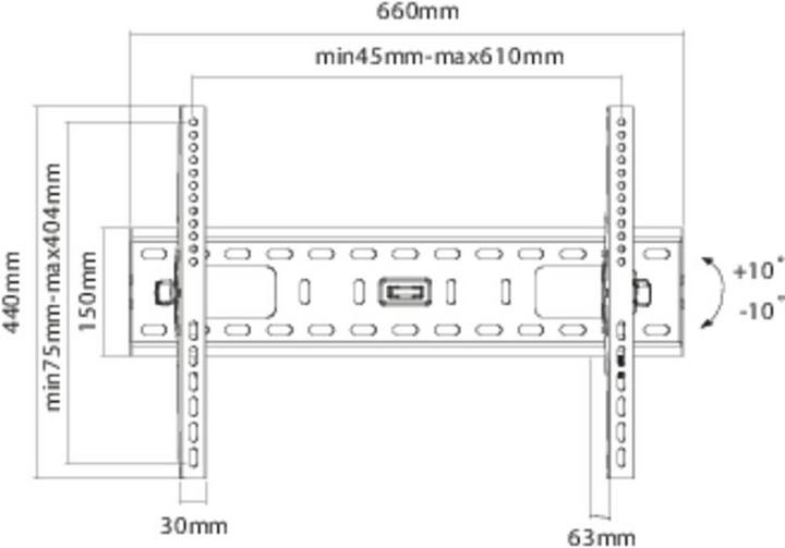 Actual product image SpeaKa Professional TV wall bracket 94 cm (37") - 178 cm (70") Tiltable, 75 kg (Wall, 70", 75 kg)