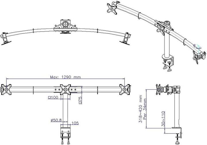 Produktbild SpeaKa Professional LCD-Monitorarm für drei Monitore, Tischmontage (Tisch, 24")