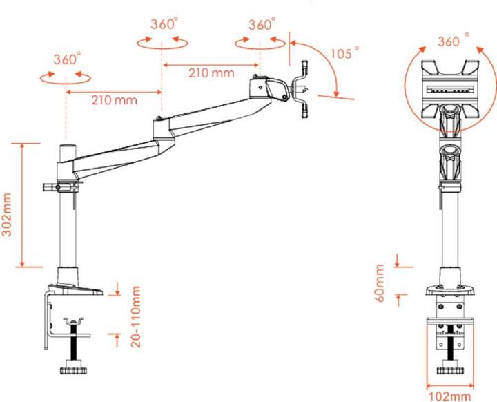 Produktbild SpeaKa Professional SuperSwivel Apple Monitorhalter, Tischmontage mit Grommet- und C-Klemme (Tisch, 30")