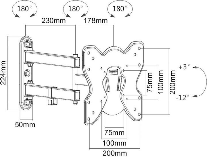 Produktbild SpeaKa Professional TV-Wandhalterung 58.4 cm (23”) - 107 cm (42”) (Wand, 42", 25 kg)