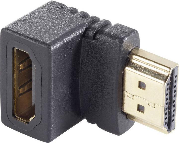 Actual product image SpeaKa Professional SpeaKa HDMI adapter male to female angled upwards 90°. (HDMI)