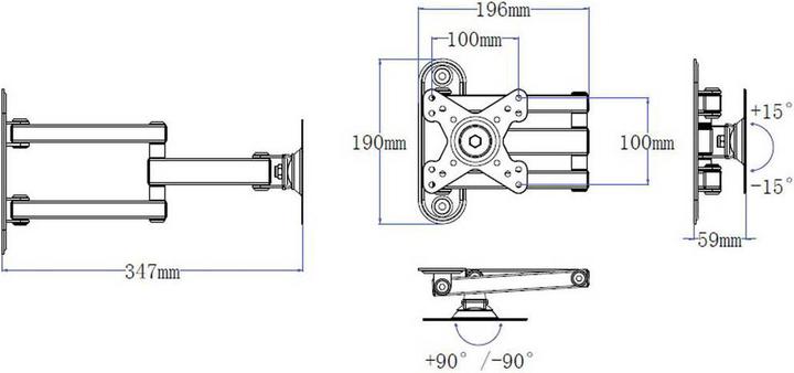 Produktbild SpeaKa Professional Monitor-Halterung mit 3 Armen 25.4 cm (10”) - 81 cm (32”) (Wand, 32")