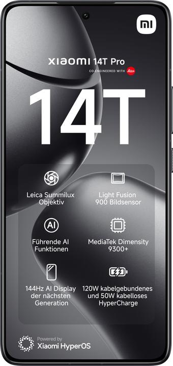 Actual product image Xiaomi 14T Pro + Robot Vacuum X10 Launch Bundle (512 GB, Titan Black, 6.67", Dual SIM, 50 Mpx, 5G)