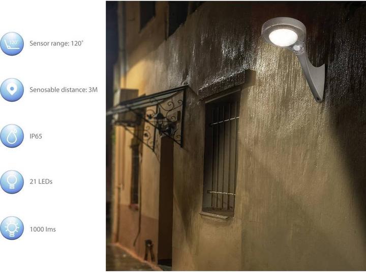 Actual product image Sygonix Wall light with motion detector 10 W warm white (1000 lm, IP65)