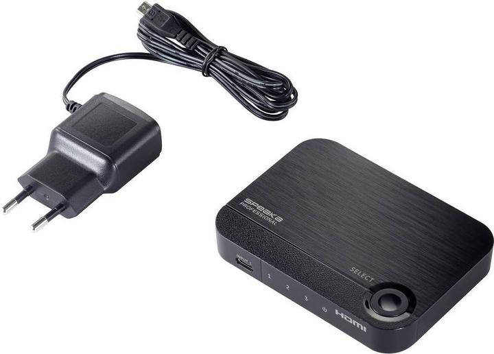Actual product image SpeaKa Professional 2+1 Port HDMI Switch mit zusätzlichem USB-C™-Einput 3840 x 2160 Pixel