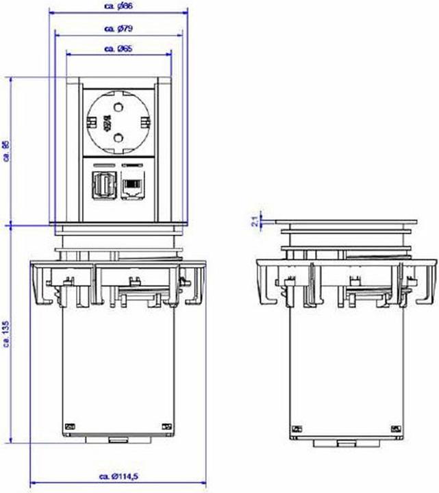 Produktbild Bachmann elevator 1x schutzkontakt 1x cat6 1x usb 3.0 edelstahl (1 x, USB, CEE 7/3, 0.50 m)
