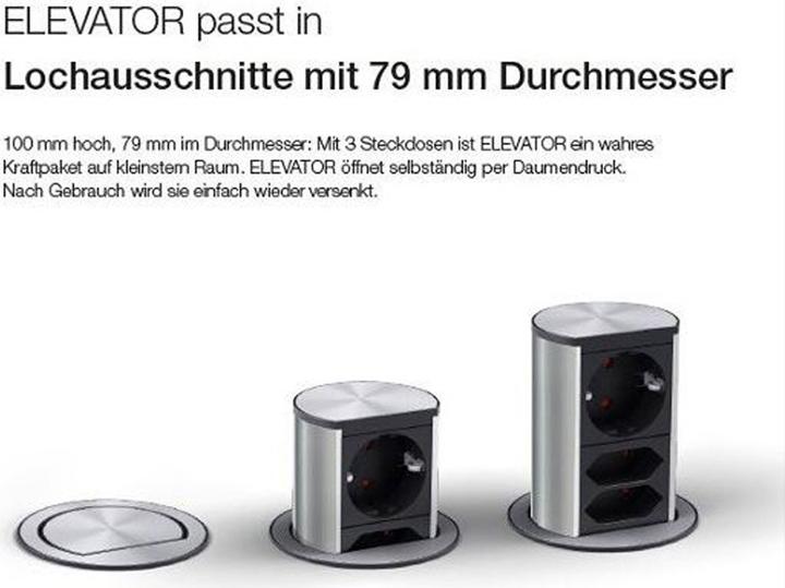Produktbild Bachmann elevator 1x schutzkontakt 1x cat6 1x usb 3.0 edelstahl (1 x, USB, CEE 7/3, 0.50 m)