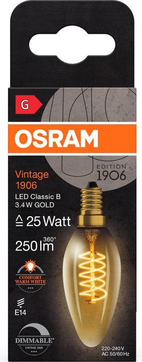 Produktbild Osram Vintage (E14, 3.40 W, 250 lm, 1 x, G)