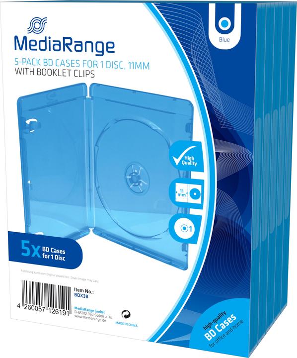 MediaRange Pochettes de remplacement pour Blu-Ray, 5 pièces pour 1 disque chacune (5 x)
