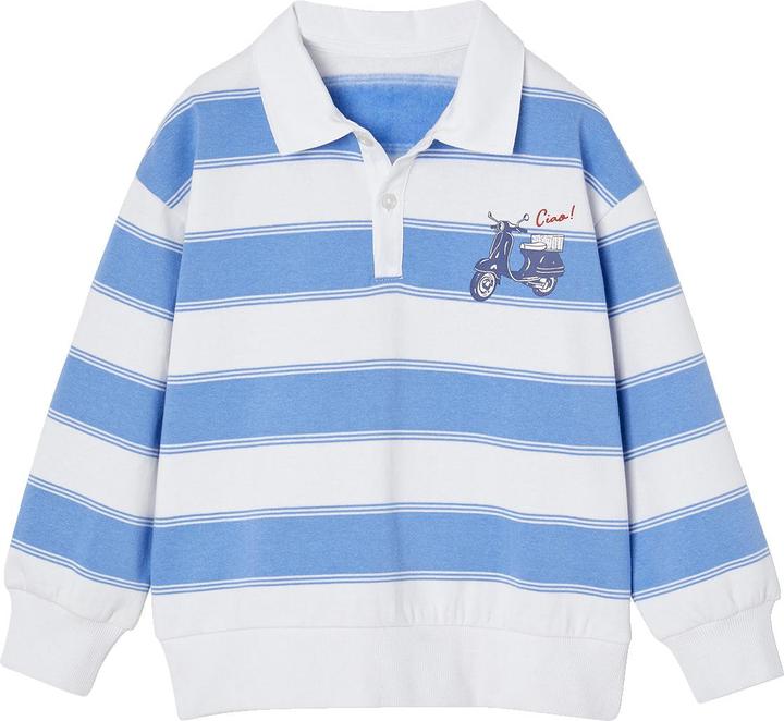 Vertbaudet Gestreiftes Jungen Sweatshirt mit Polokragen und Recycling-Polyester