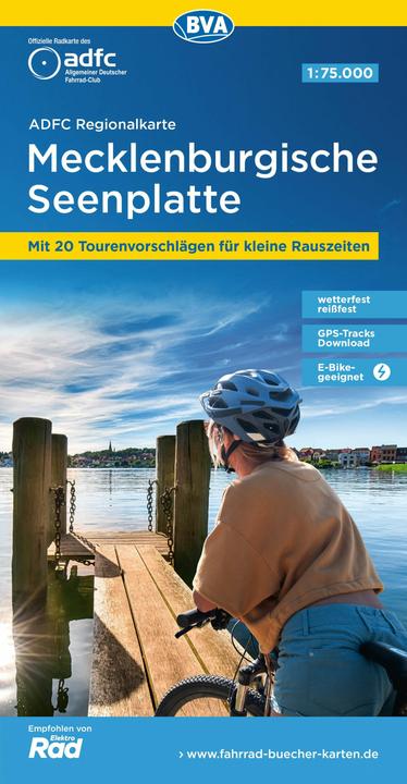Produktbild ADFC-Regionalkarte Mecklenburgische Seenplatte 1:75.000, reiss- und wetterfest, mit kostenlosem