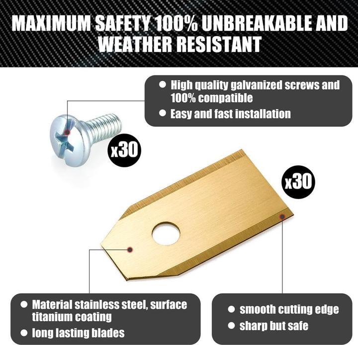 Actual product image Intirilife 30x robotic lawnmower replacement blades (Mowing robot, Garden machinery spare parts)
