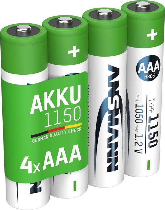Produktbild Ansmann NiMH Akku Micro AAA Typ 1150 (min. 1050 mAh) (4 Stk., AAA, 1050 mAh)
