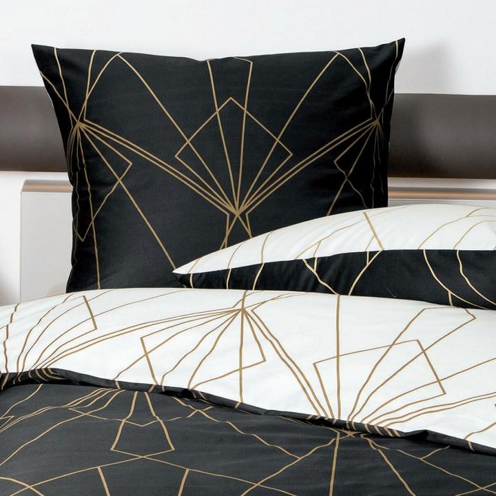 Produktbild Janine Mako-Satin Bettwäsche J.D. 87054 bronzebraun schwarz (Bettwäsche Set, 200 x 200 cm, 70 x 90 cm)