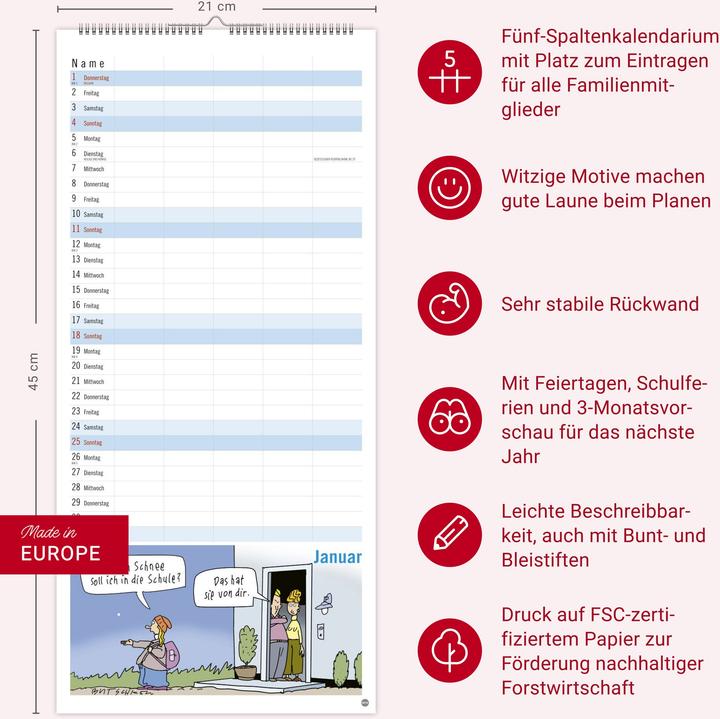 Actual product image Heye Familienplaner (21 x 45 cm, Hardcover, German)