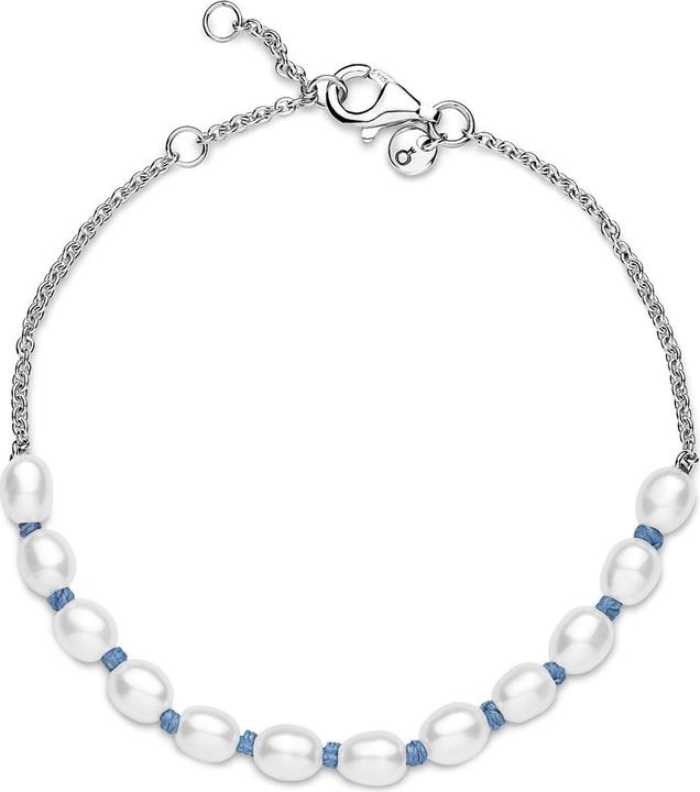 Immagine prodotto Pandora Bracciale in cordoncino blu con perle d'acqua dolce coltivate (20 cm, Argento 925)