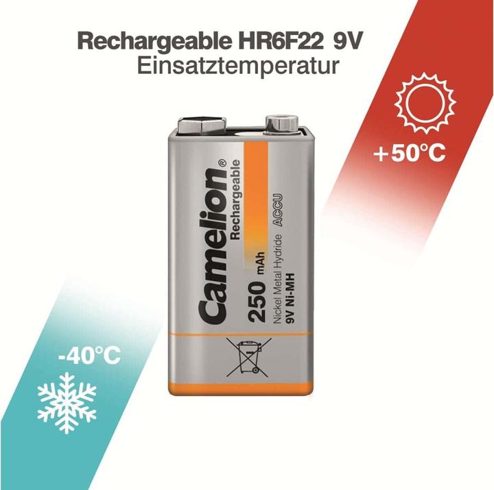 Immagine prodotto Camelion NH-9V250BP1 Wiederaufladbarer Akku Nickel-Metallhydrid (NiMH) (1 pz., 9V Block, 250 mAh)