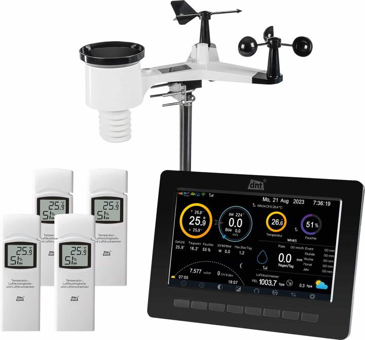 Produktbild DNT Wetterstation WeatherScreen PRO + 3x Zusatzsender RoomLog Pro