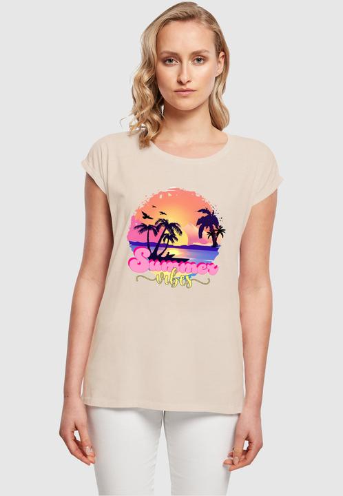 Actual product image Merchcode Ladies Summer Vibes Sunset Extended Shoulder Tee - 116527 (5XL)