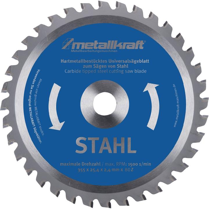 Actual product image Metallkraft Metal circular saw blade steel saw blade-Ø 355 mm width 2,4 mm HM bore-Ø 25,4 mm Z.80