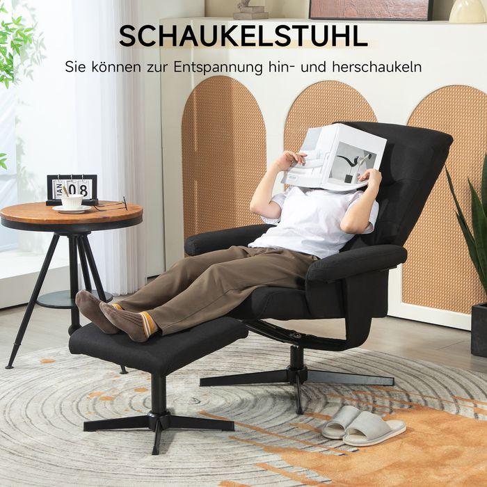 Produktbild Swisshandel24 Relaxsessel mit Hocker, Gepolstert Fernsehsessel mit Liegefunktion, Schwarz