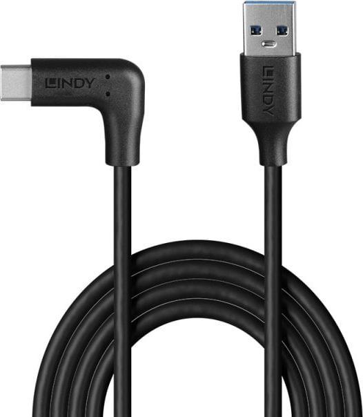 Actual product image Lindy 1.5m USB 3.2 type A to C cable 90° angled (32014) (1.50 m, USB 3.2 Gen 2, 15 W)