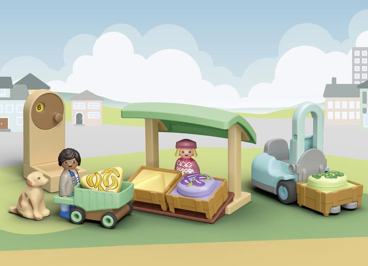 Actual product image Playmobil 71137 1.2.3: Organic market stall & forklift truck (71137, Playmobil 1.2.3)