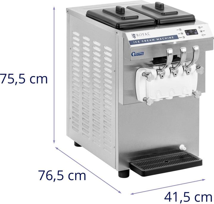 Produktbild Royal Catering Softeismaschine 16 l/h 1350 W LED Edelstahl Frozen Joghurt Maschine Gastro