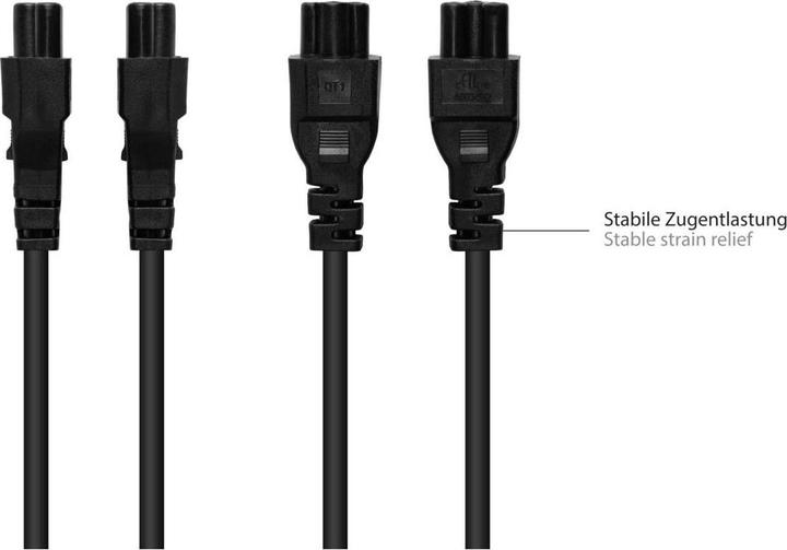 Produktbild Varia Kaltgerteverlngerung C14 (gerade) an C5 (gerade), schwarz, 1,00 mm, 3 m (3 m)