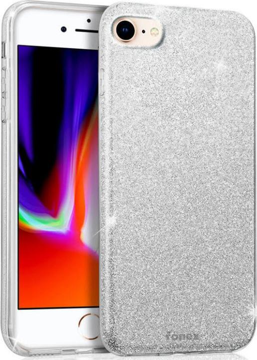 Actual product image Fongex iPhone SE / 8 / 7 - Glitter silicone case silver (Apple iPhone 8, Apple iPhone SE, Apple iPhone 7)