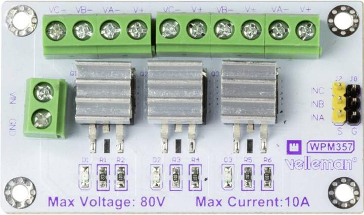 Produktbild Whadda 3-Kanal-Hochleistungs-MOSFET-Modul (IRF540Ns)