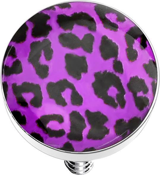 Actual product image Star Piercing Dermal anchor disc with leopard pattern purple (Surgical steel 316L, without brass)