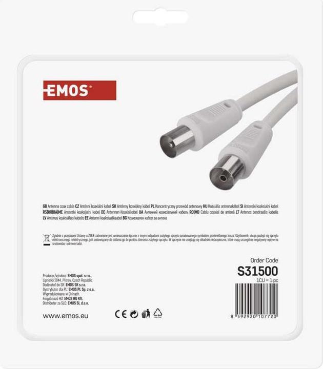 Produktbild Emos Antennen-Koaxialkabel, geschirmt 15m – gerader Stecker (Antennenkabel)
