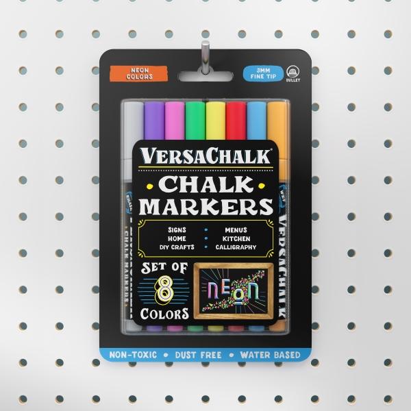 Produktbild VersaChalk - Neon Flüssigkreide Marker 8er Set mit 3mm Spitze (Mehrfarbig, 3 mm, 8 x)