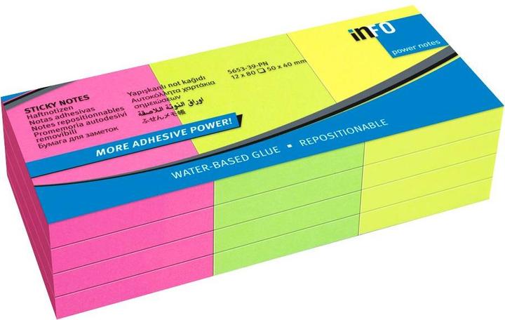 Actual product image Magni Info PowerNotes Brill-Mix 12x50x40mm, 80 sheets per pad