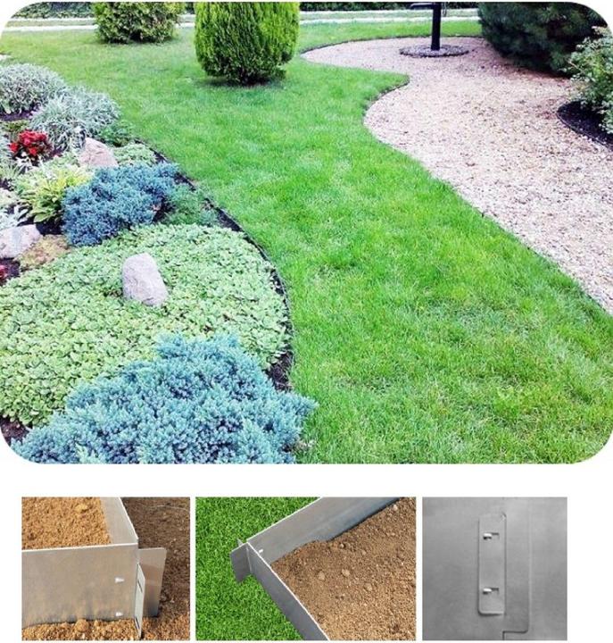 Produktbild Green Split 10Set Rasenkanten Metall Alu/Zink 14cm hoch, 10m lang (1000 cm)