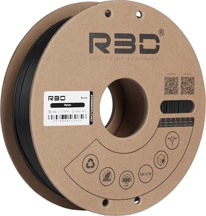 R3D Nylon PA6 Black Filament 1.75mm 800g (Nylon, 1.75 mm, 800 g, Black)