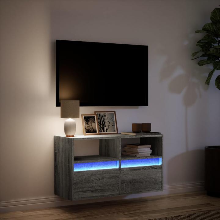 Produktbild VidaXL TV Schrank Wandschrank Lowboard Hängend mit LED-Beleuchtung Grau Sonoma