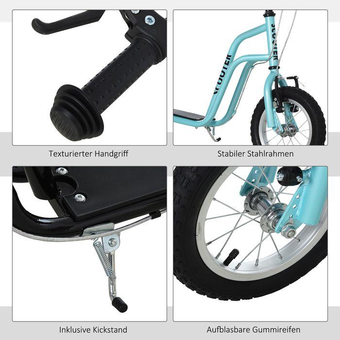 Produktbild Swisshandel24 Scooter Tretroller Kinderroller Cityroller Kickboard mit Luftreifen 12 Zoll ab 5 Jahre Blau 120x58x7