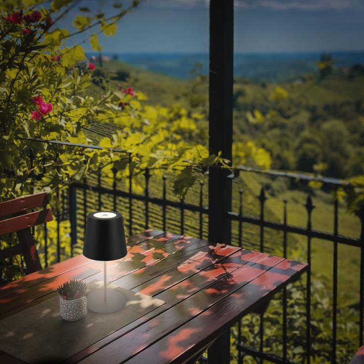 Image du produit B.K.Licht Lampe de table LED rechargeable, IP44, 2,5W, noir