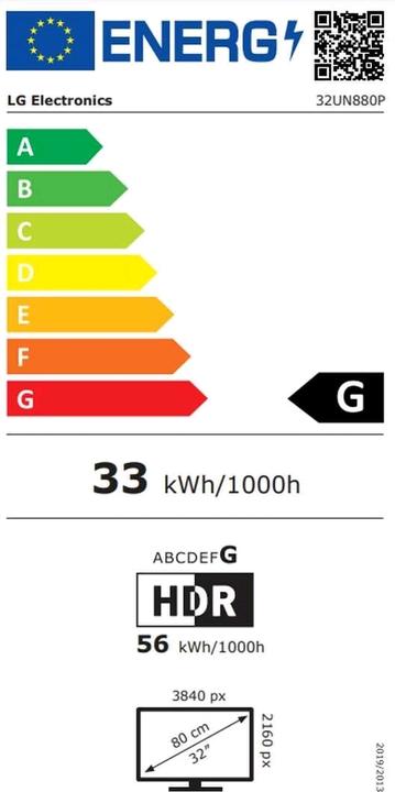 Energy Label LG 32UN880P-B (3840 x 2160 Pixels, 32")