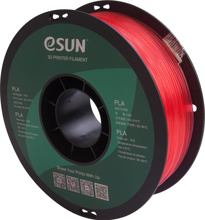 Actual product image eSUN PLA Red Transparent Filament 1.75mm 1Kg (PLA, 1.75 mm, 1000 g, Red)