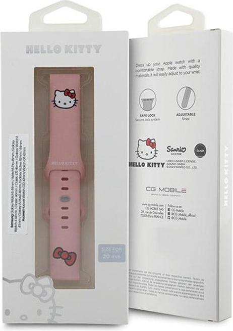 Produktbild Hello Kitty Pasek Uniwersalny HKUWMSCHBLP Silicone Kitty Head różowy/pink strap 20mm (20 mm, Silikon, Edelstahl)