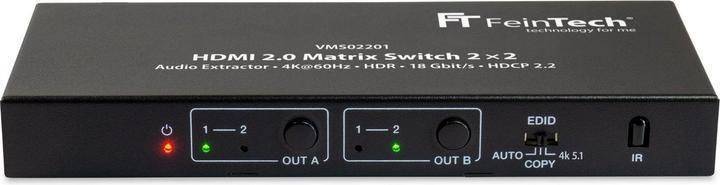 FeinTech VMS02201 HDMI 2.0 Matrix Switch 2x2 mit Audio Extractor