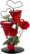 Produktbild IKO Metalldeko Herz mit roten Rosen für Teelichte h=25