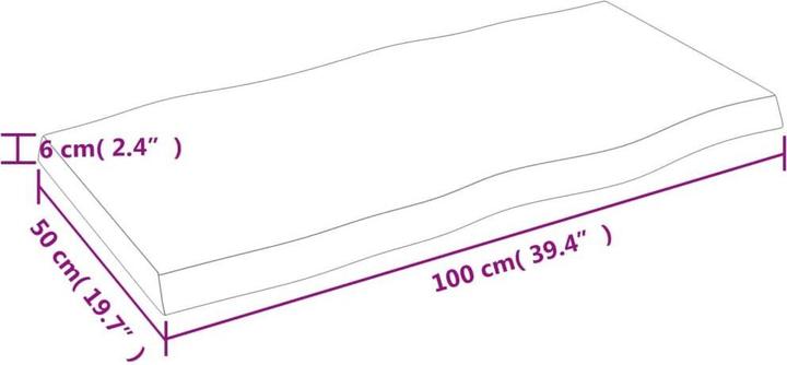Actual product image VidaXL Tischplatte 100x50x6 cm Massivholz Eiche Behandelt (100 x 50 x 6 cm)